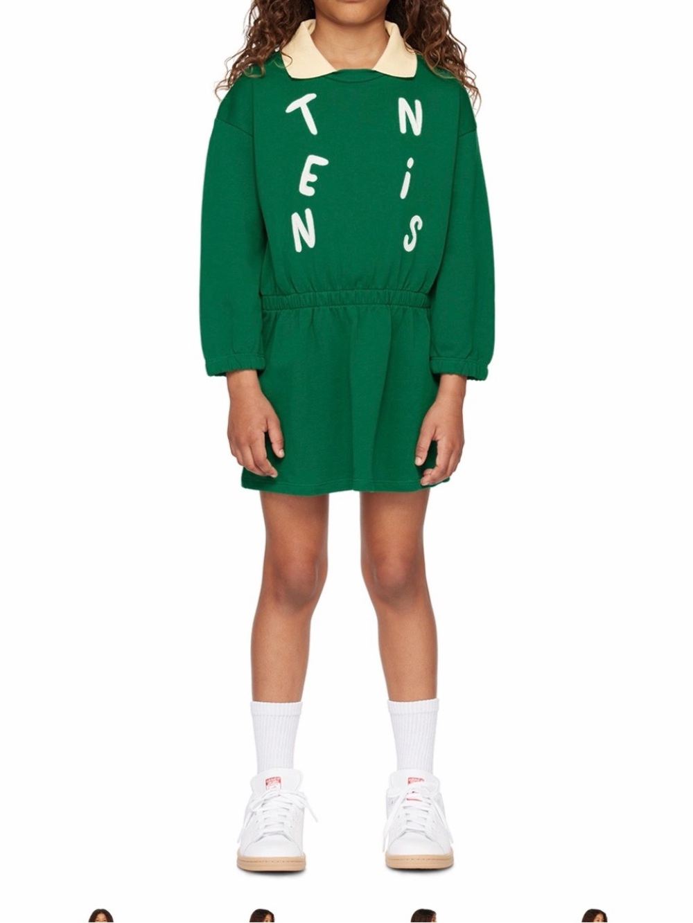 Mini Rodini Green Tennis Polo Dress with Cream Collar